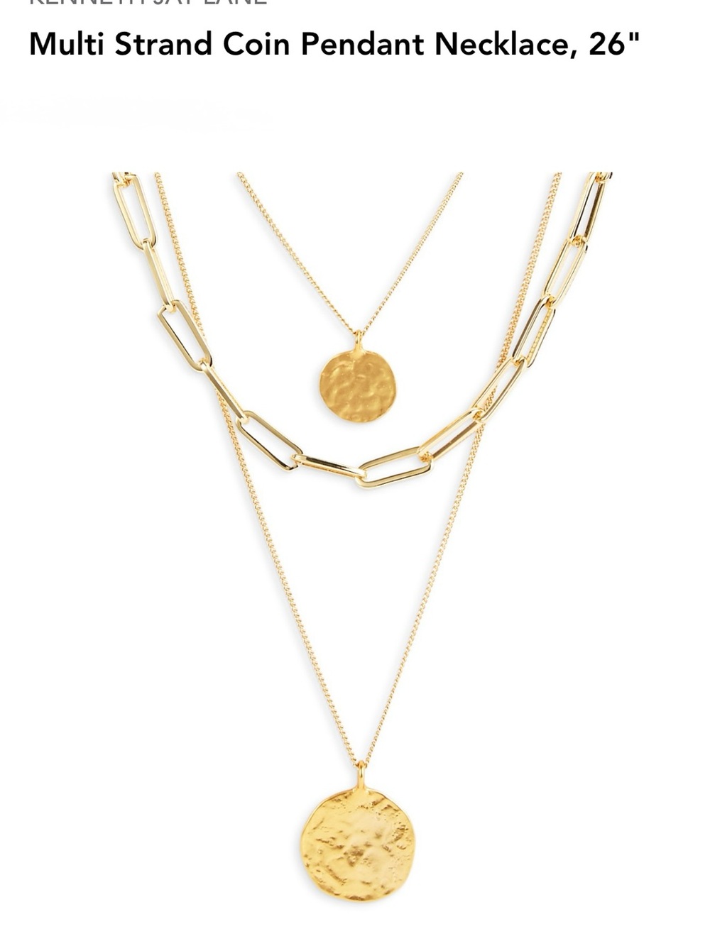 Kenneth Jay Lane Gold Layered Coin Pendant Necklace